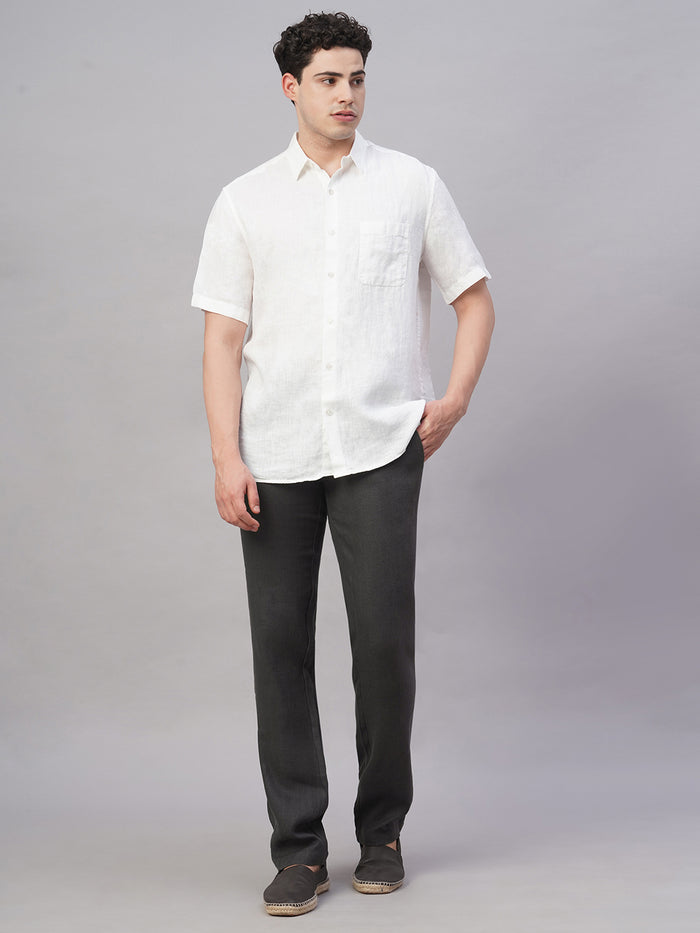 Men's 100% Linen Regular Fit Straight Leg Pant Slate