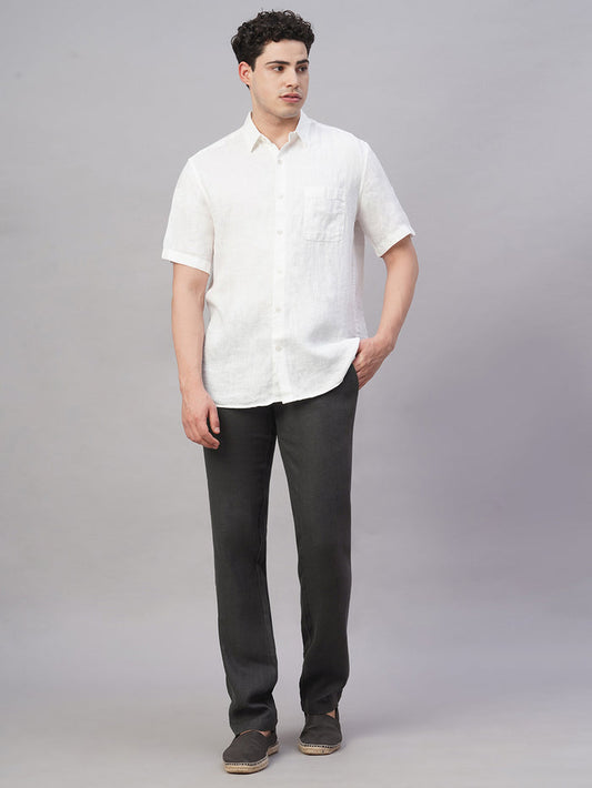 Men's 100% Linen Regular Fit Straight Leg Pant Slate