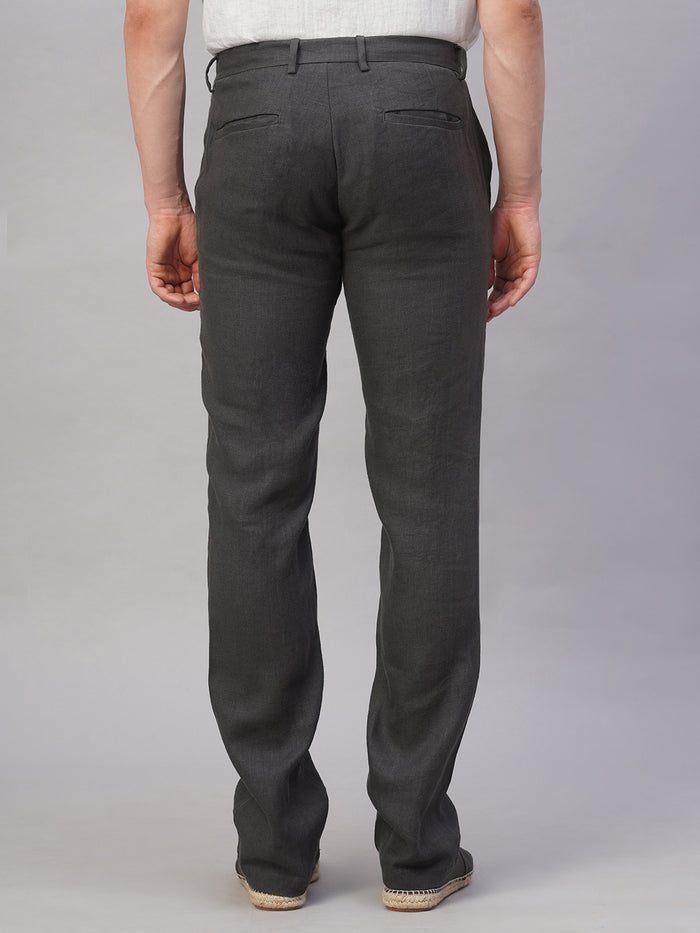 Men's 100% Linen Regular Fit Straight Leg Pant Slate