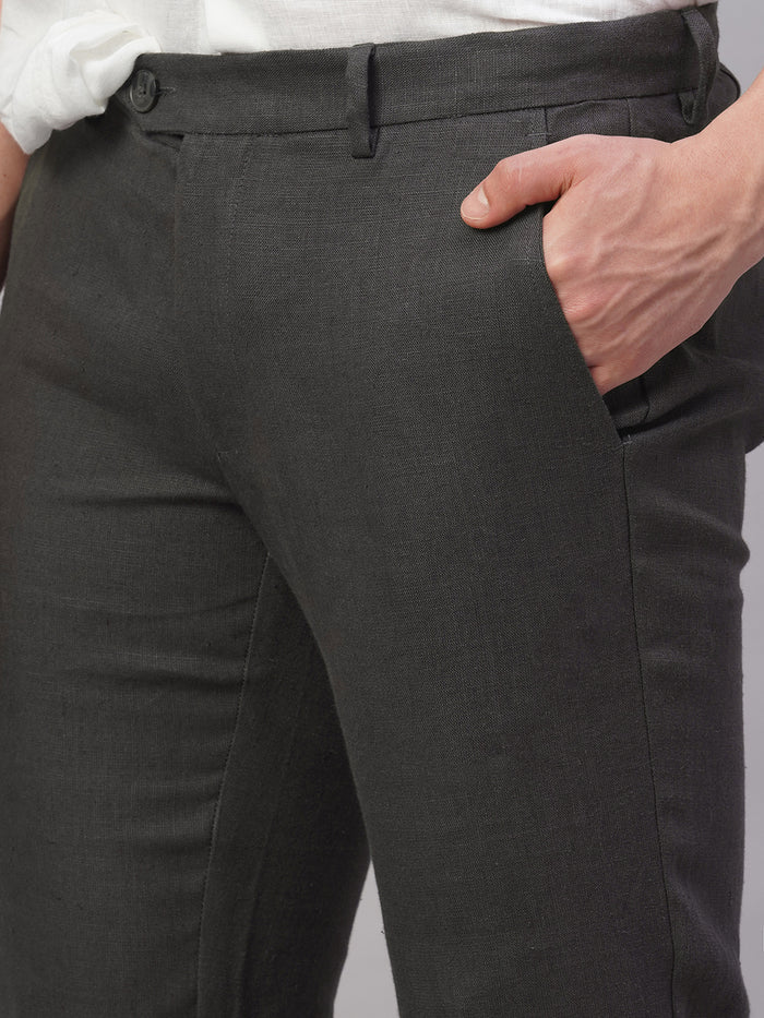 Men's 100% Linen Regular Fit Straight Leg Pant Slate