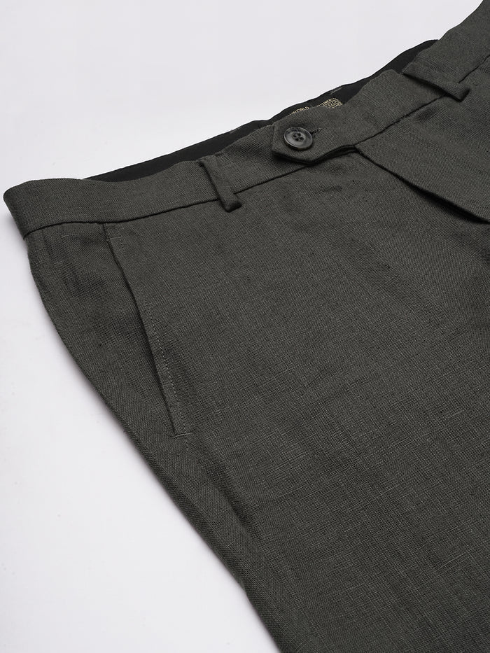 Men's 100% Linen Regular Fit Straight Leg Pant Slate