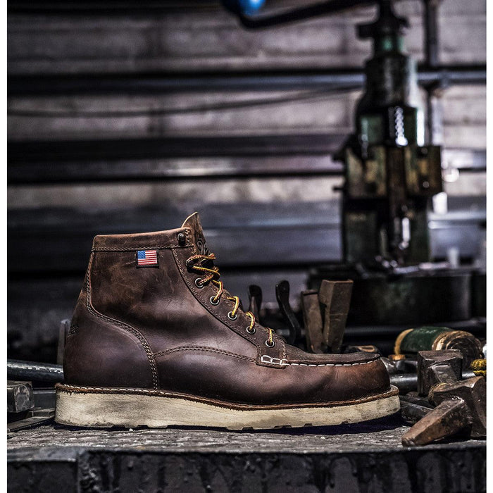 Danner Bull Run 6-inch soft toe boot in brown leather, alternate view with wedge outsole