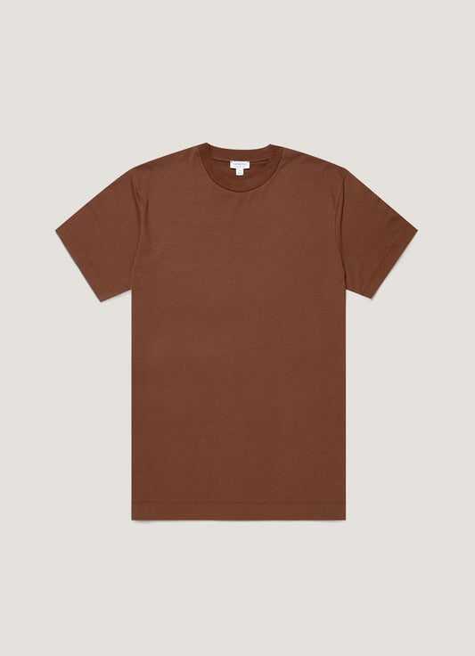 Men's Brushed Cotton T-shirt in Chestnut