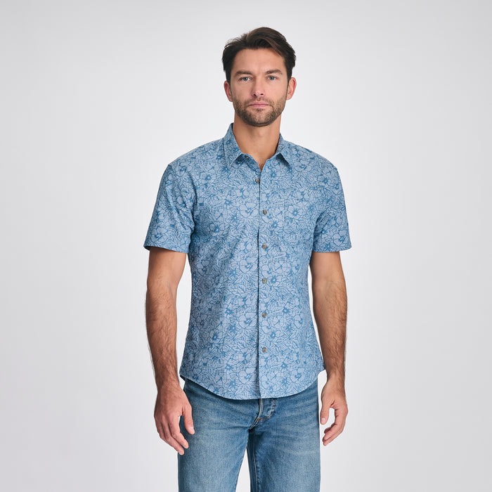 Men's Camano Short-Sleeve Shirt - Print-Chambray Blue-1
