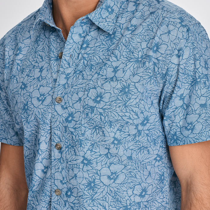 Men's Camano Short-Sleeve Shirt - Print-Chambray Blue-3