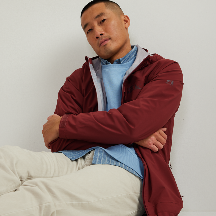 Men's Cloud Cap 3L Waterproof Stretch Hooded Rain Jacket-CABERNET-Regular-T2