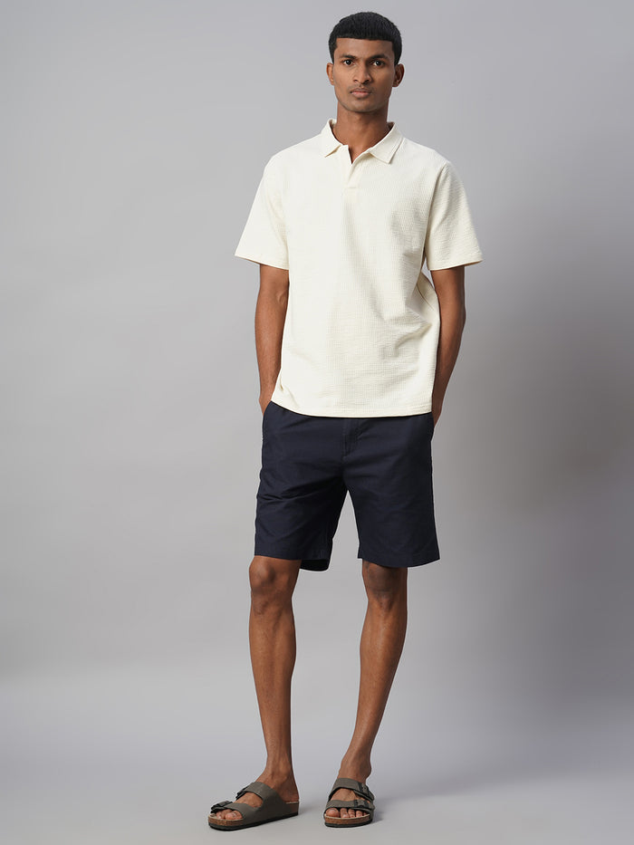 Men's Cotton Elastane Regular Fit Polo T Shirt Natural