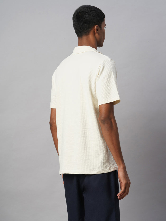 Men's Cotton Elastane Regular Fit Polo T Shirt Natural