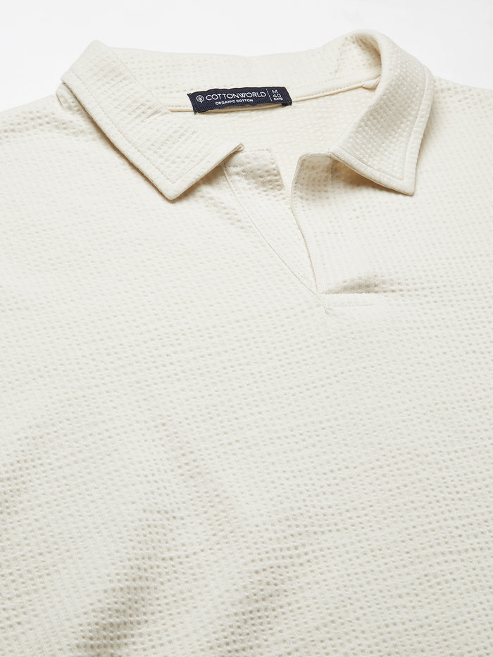 Men's Cotton Elastane Regular Fit Polo T Shirt Natural