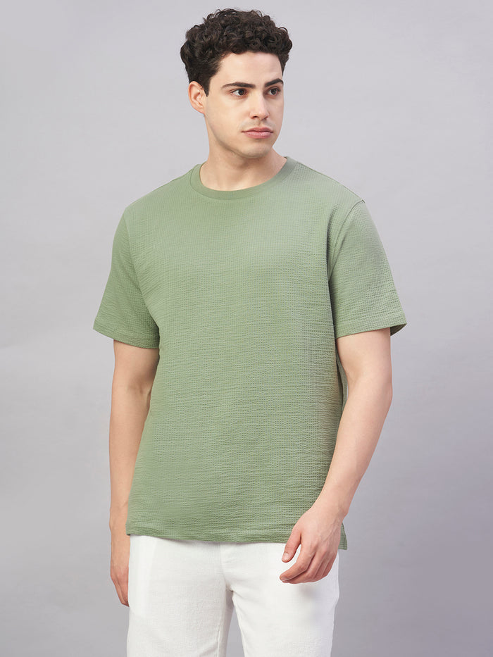 Men's Cotton Elastane Regular Fit Tshirt Green