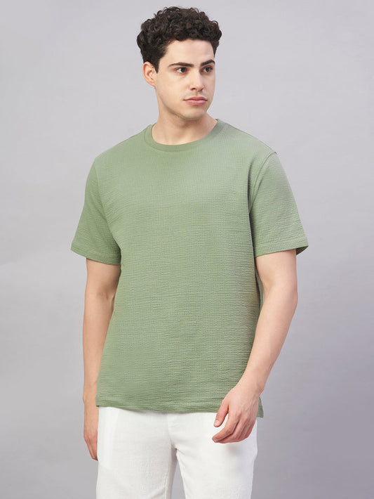 Men's Cotton Elastane Regular Fit Tshirt Green