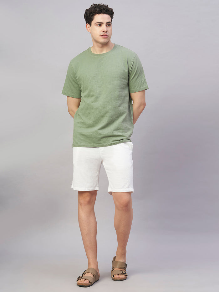 Men's Cotton Elastane Regular Fit Tshirt Green