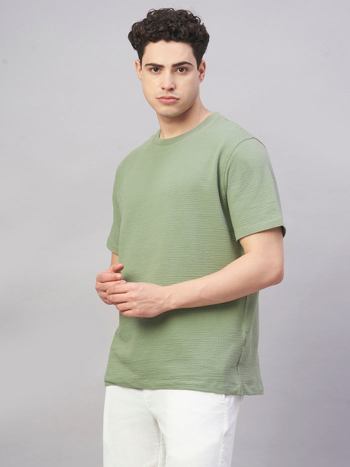 Men's Cotton Elastane Regular Fit Tshirt Green