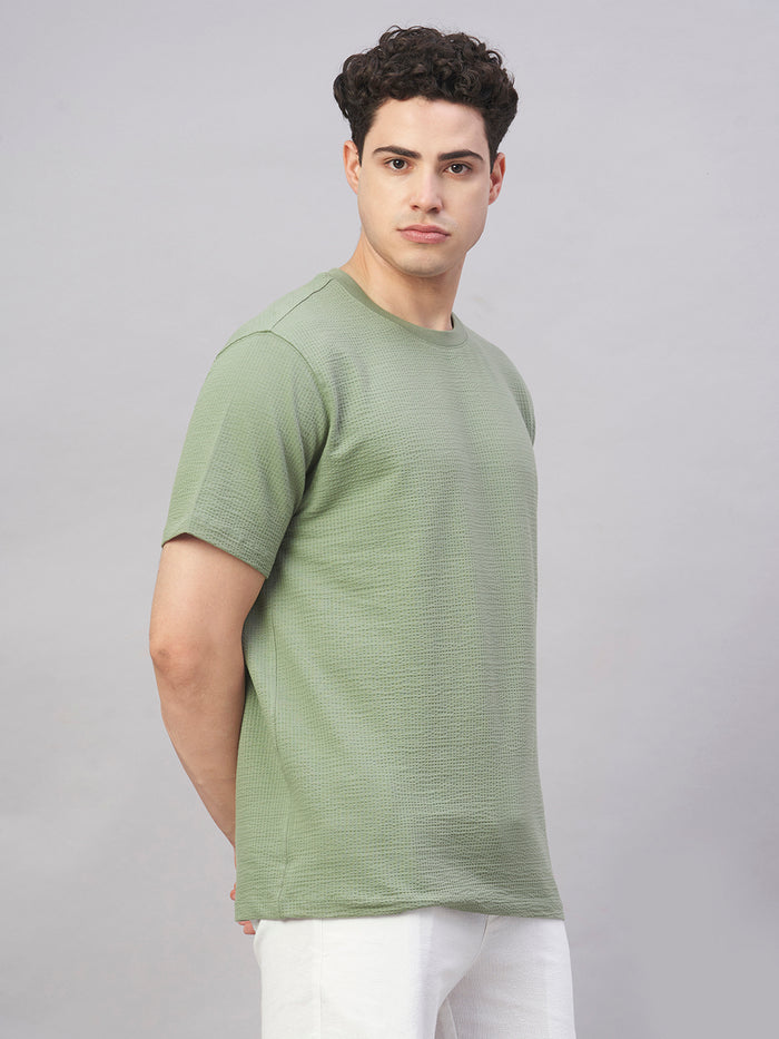 Men's Cotton Elastane Regular Fit Tshirt Green