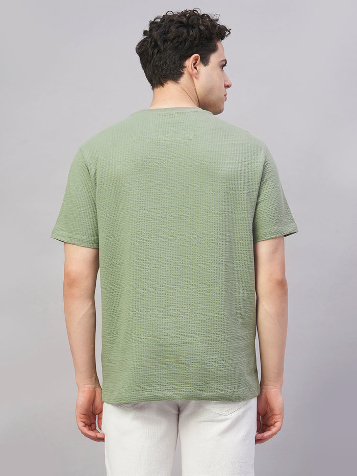 Men's Cotton Elastane Regular Fit Tshirt Green