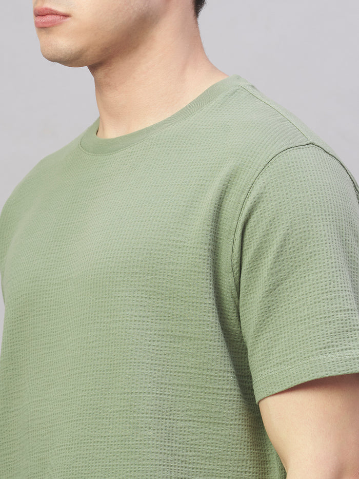 Men's Cotton Elastane Regular Fit Tshirt Green