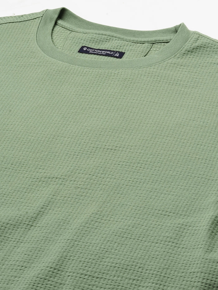 Men's Cotton Elastane Regular Fit Tshirt Green
