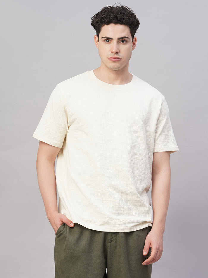 Men's Cotton Elastane Regular Fit Tshirt Natural