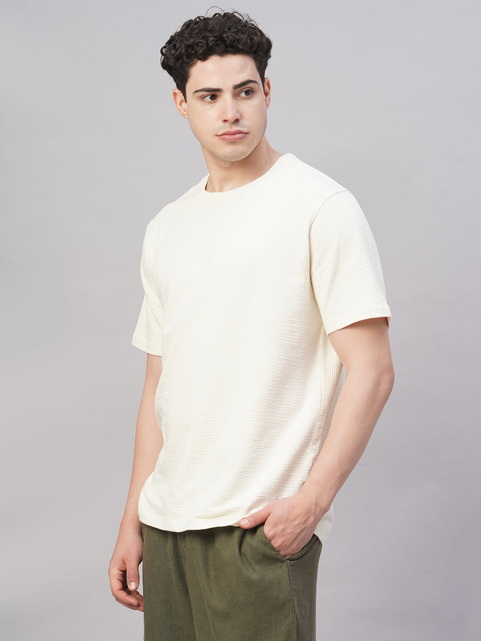 Men's Cotton Elastane Regular Fit Tshirt Natural
