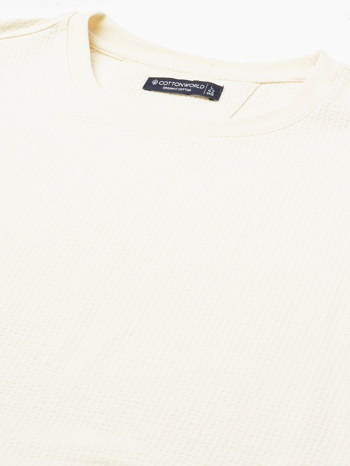 Men's Cotton Elastane Regular Fit Tshirt Natural