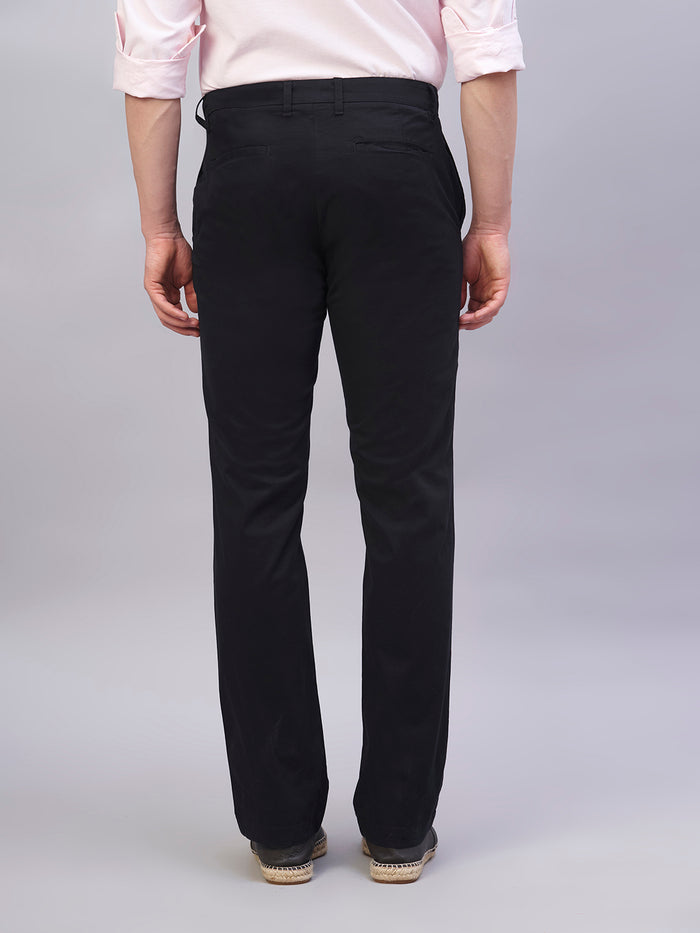 Men's Cotton Lycra Regular Fit Side Pocket Pant Black