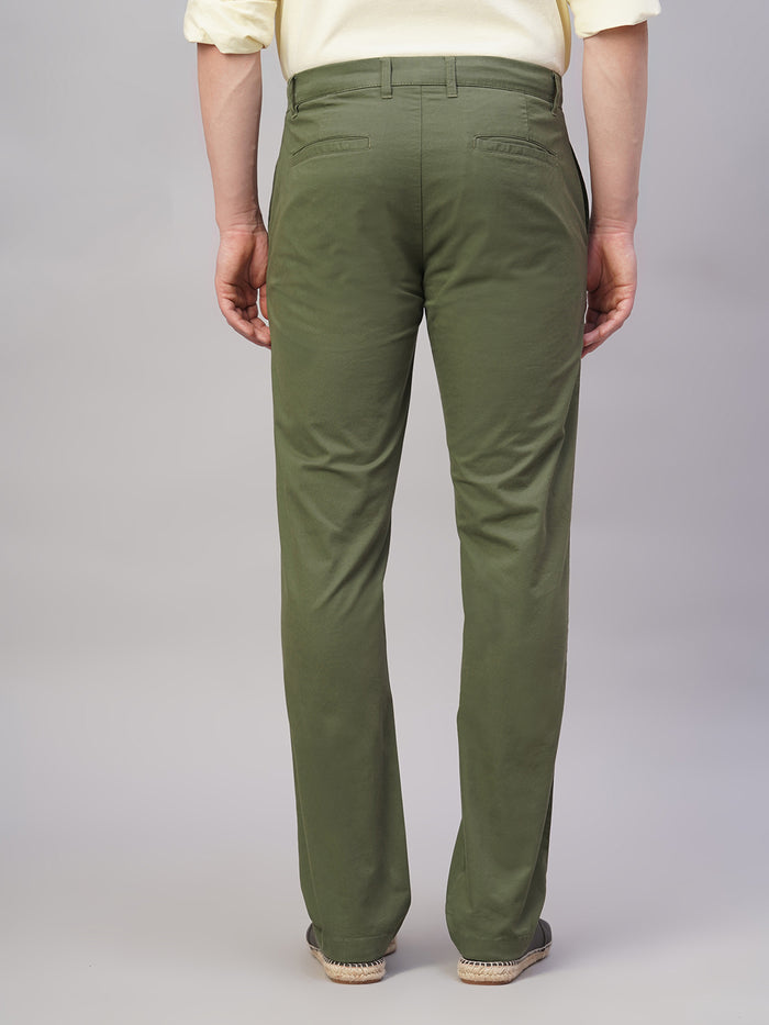 Men's Cotton Lycra Regular Fit Side Pocket Pant Olive