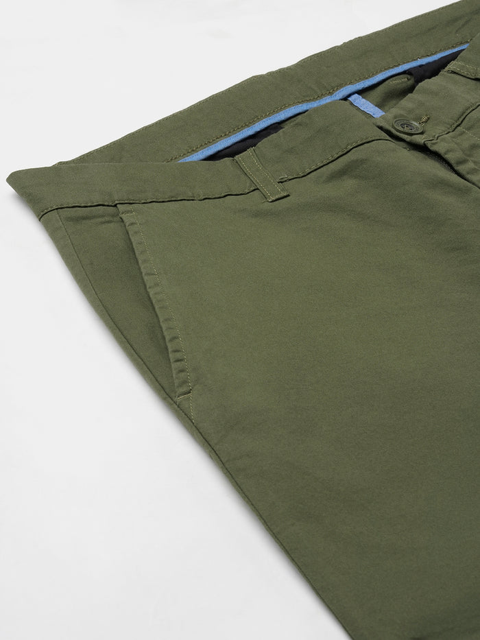 Men's Cotton Lycra Regular Fit Side Pocket Pant Olive