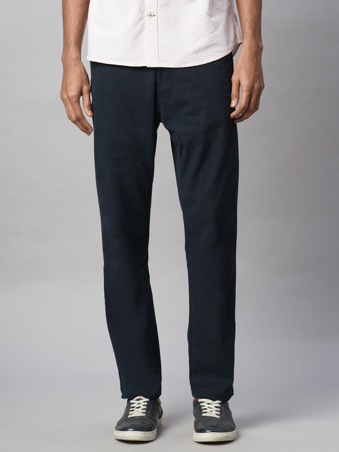 Men's Cotton Lycra Slim Fit Coin Pocket Pant Navy