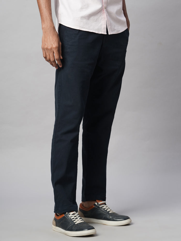 Men's Cotton Lycra Slim Fit Coin Pocket Pant Navy