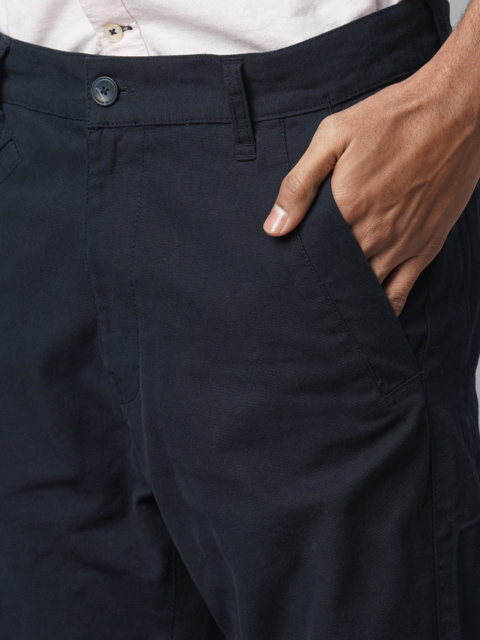 Men's Cotton Lycra Slim Fit Coin Pocket Pant Navy