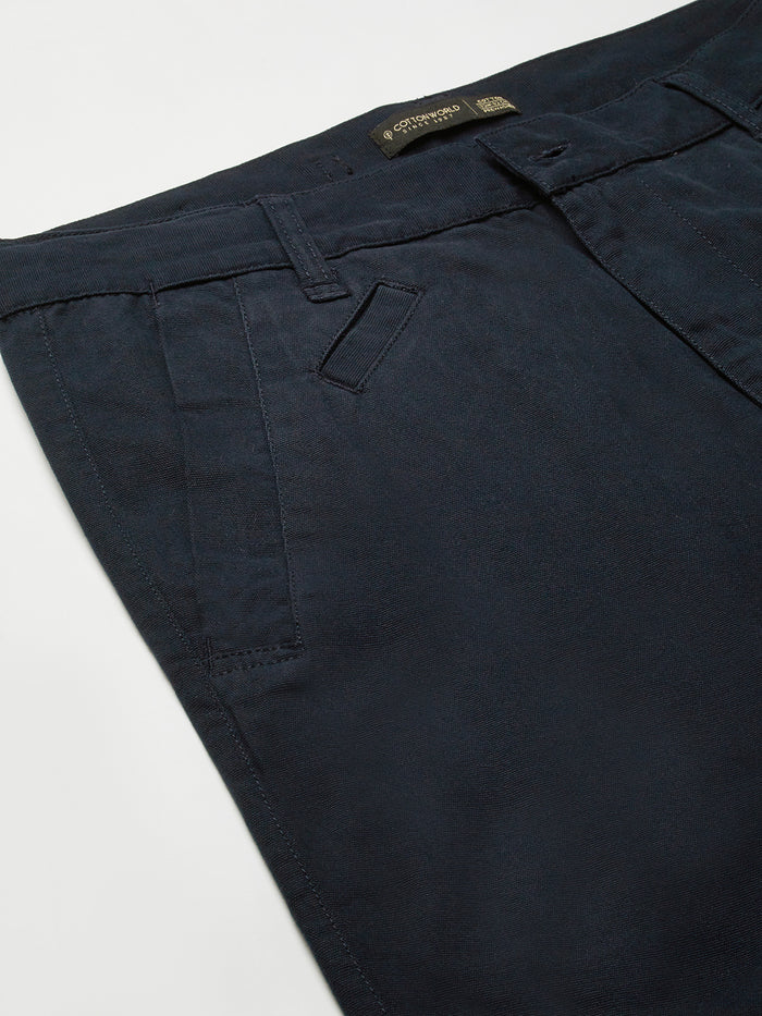 Men's Cotton Lycra Slim Fit Coin Pocket Pant Navy