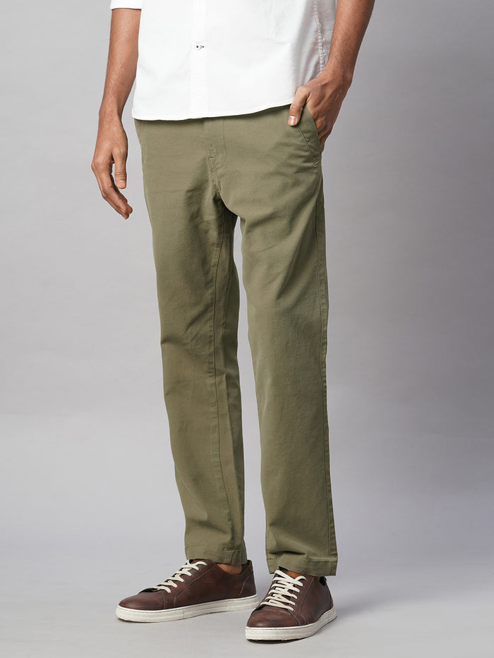 Men's Cotton Lycra Slim Fit Coin Pocket Pant Olive