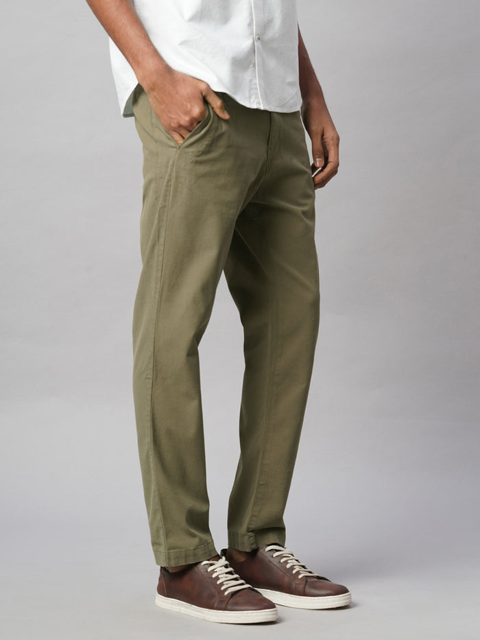 Men's Cotton Lycra Slim Fit Coin Pocket Pant Olive