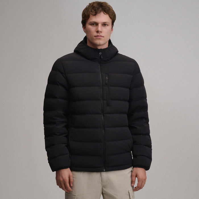 EB Stretch Down Hooded Jacket-Black-1