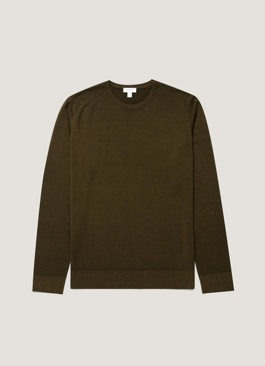 Men's Extra-Fine Merino Jumper in Loden Green