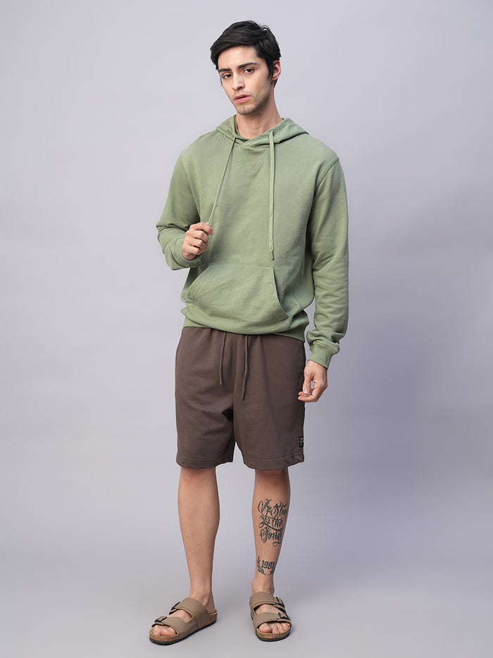 Men's Green Organic Cotton Regular Fit Hoodie Sweatshirt Light