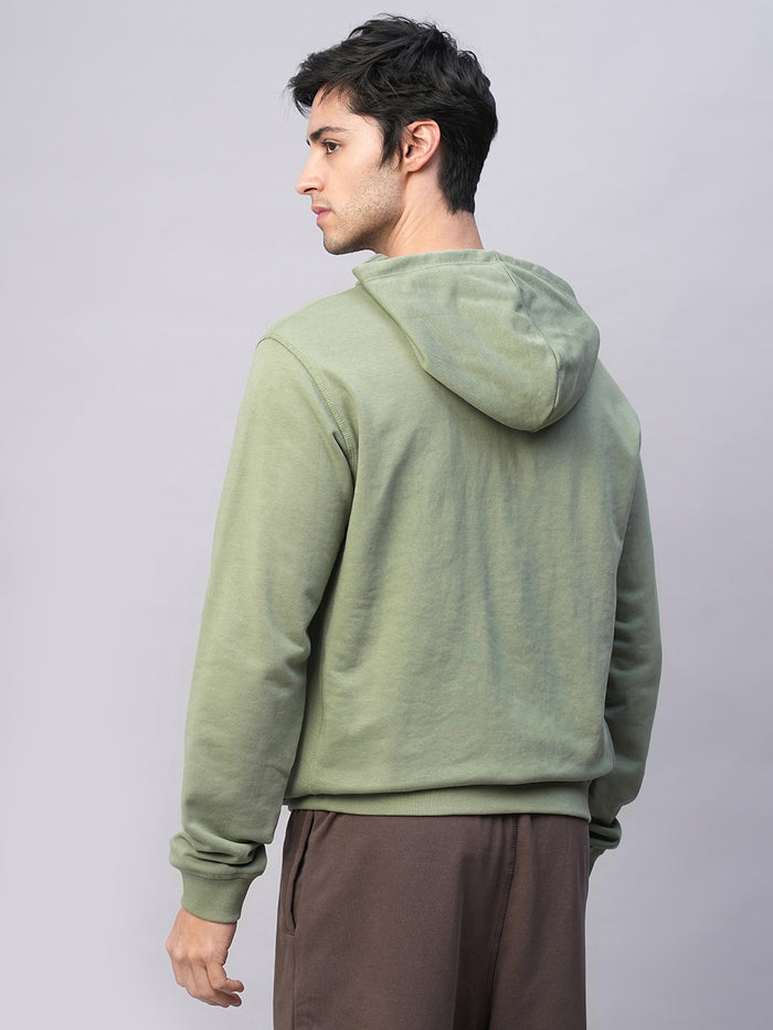 Men's Green Organic Cotton Regular Fit Hoodie Sweatshirt Light