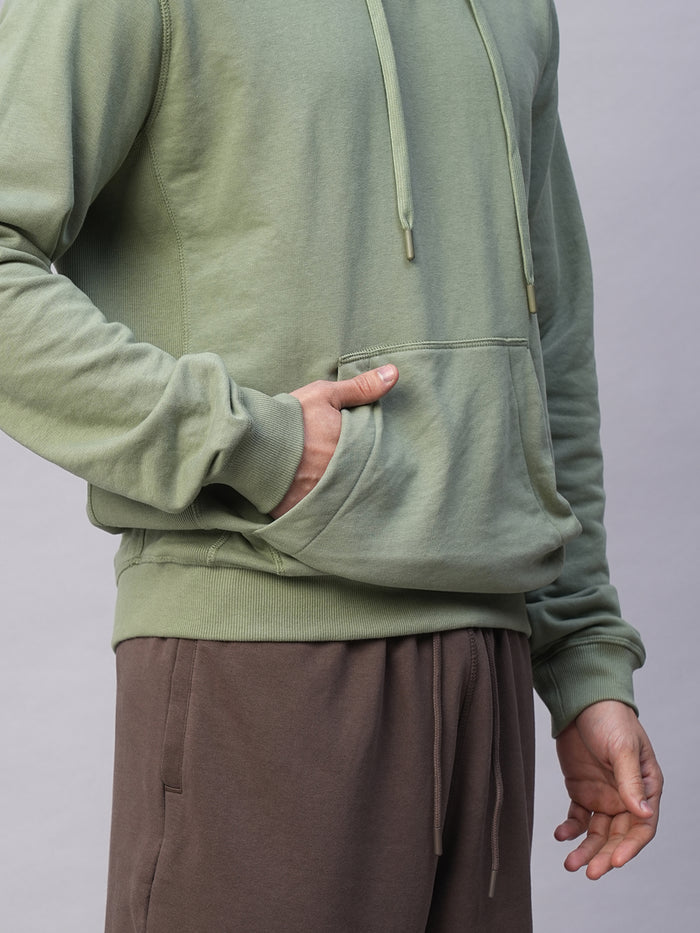 Men's Green Organic Cotton Regular Fit Hoodie Sweatshirt Light