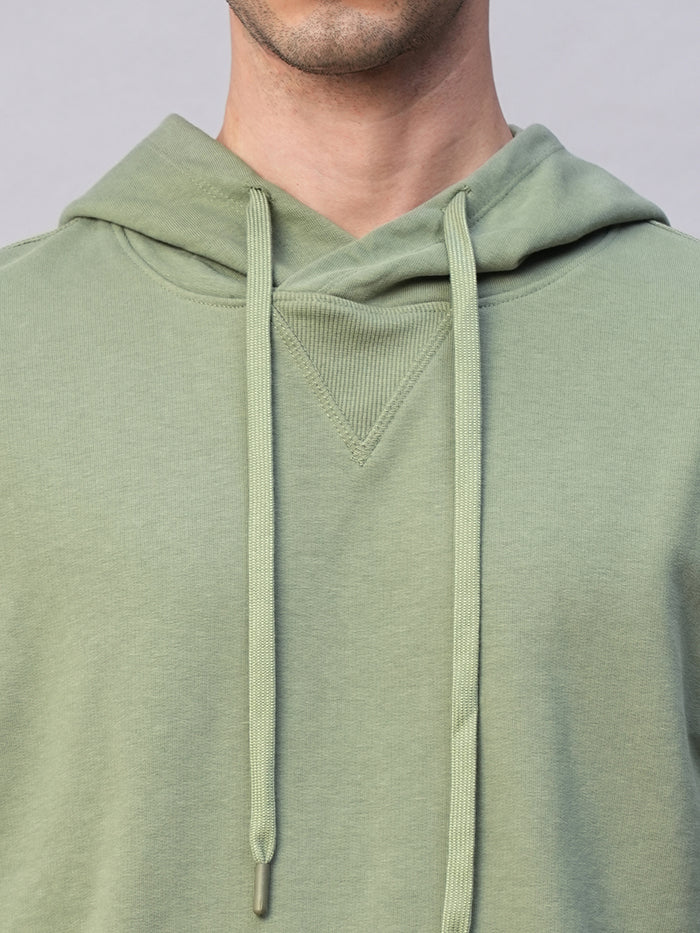 Men's Green Organic Cotton Regular Fit Hoodie Sweatshirt Light