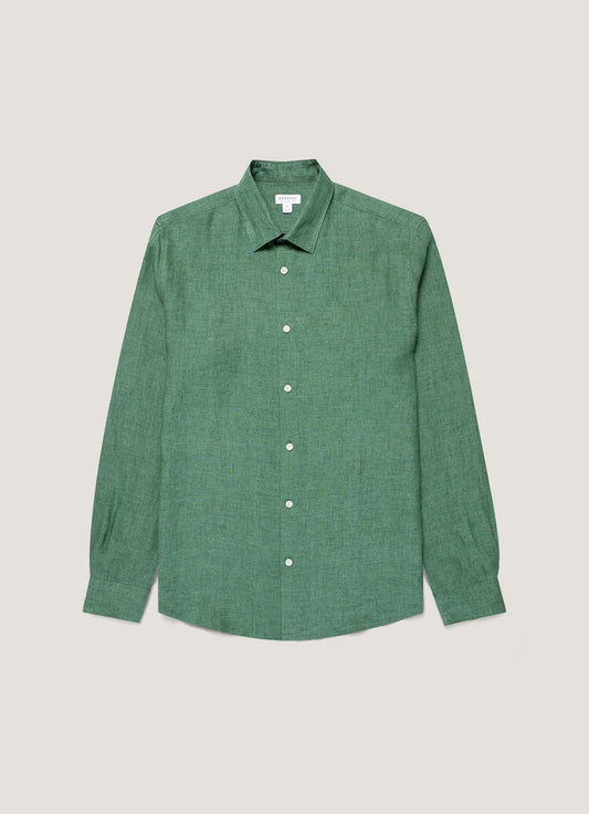 Men's Linen Shirt in Bright Green