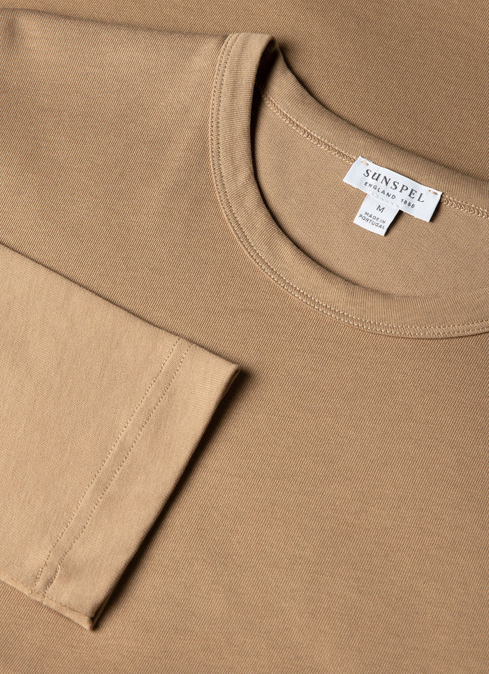 Men's Long Sleeve Heavyweight Classic T-shirt in Dark Beige