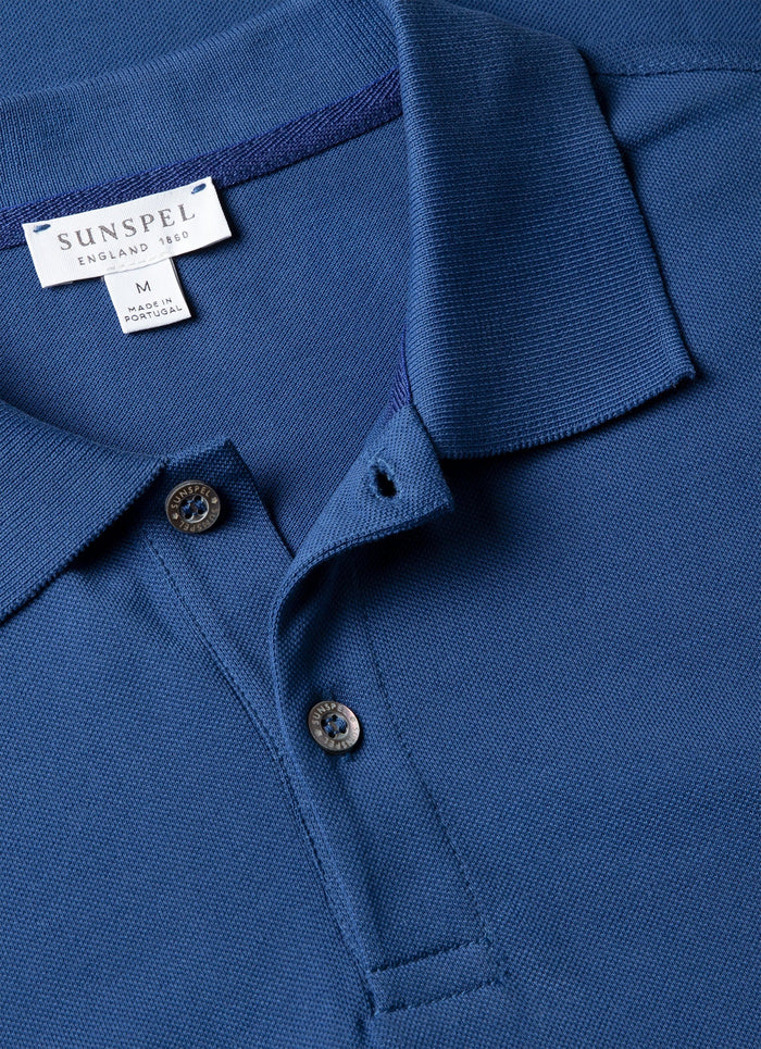 Men's Piqué Polo Shirt in Clear Night