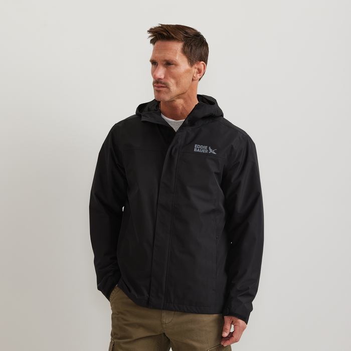 Men's Rain Trek Waterproof Packable Rain Jacket-Black-Regular-C1