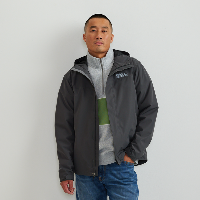 Men's Rain Trek Waterproof Packable Rain Jacket-Dk Smoke-Regular-C1