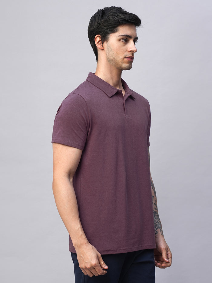 Men's Wine Cotton Bamboo Elastane Regular Fit Tshirt