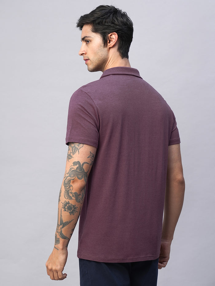 Men's Wine Cotton Bamboo Elastane Regular Fit Tshirt