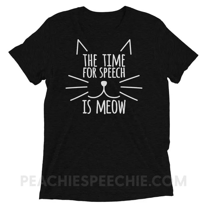 Meow Speech Tri-Blend Tee - Solid Black Triblend / XS - T-Shirts & Tops peachiespeechie.com