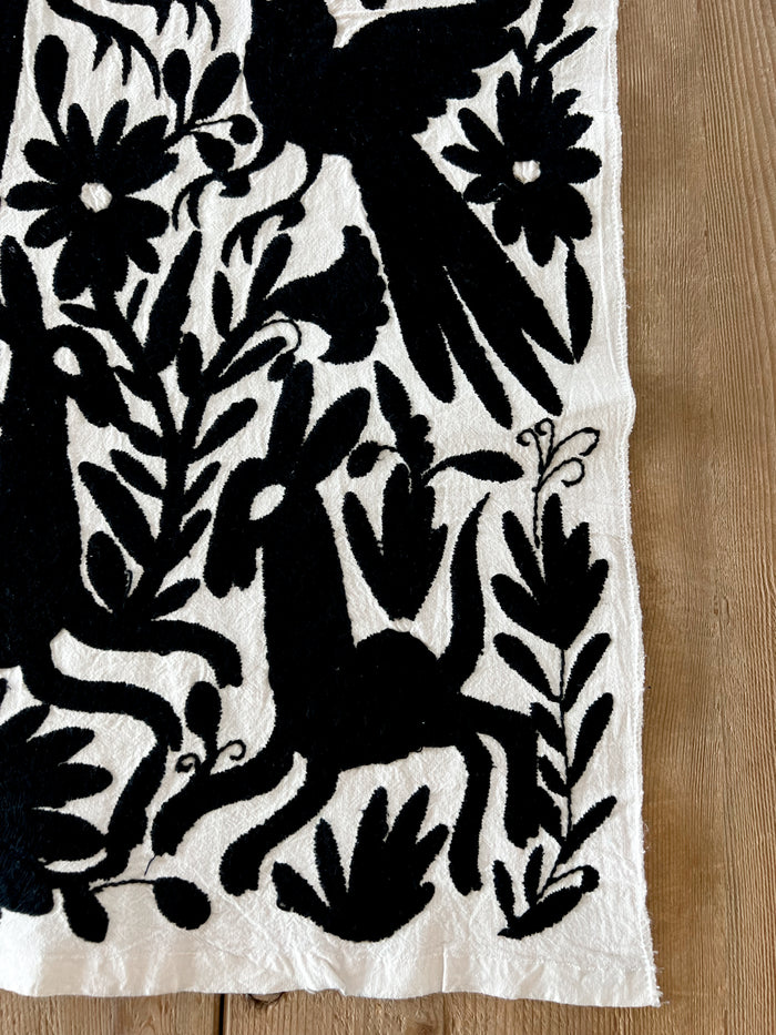 Mexican Otomi Table Runner in Ebony