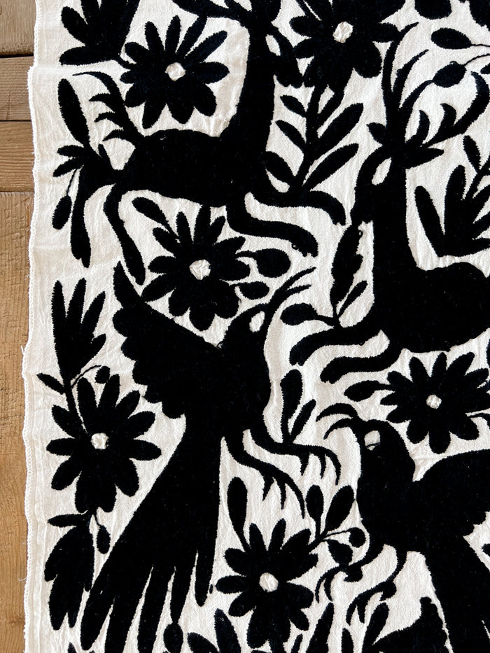 Mexican Otomi Table Runner in Ebony