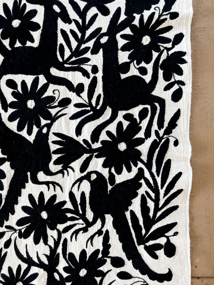 Mexican Otomi Table Runner in Ebony